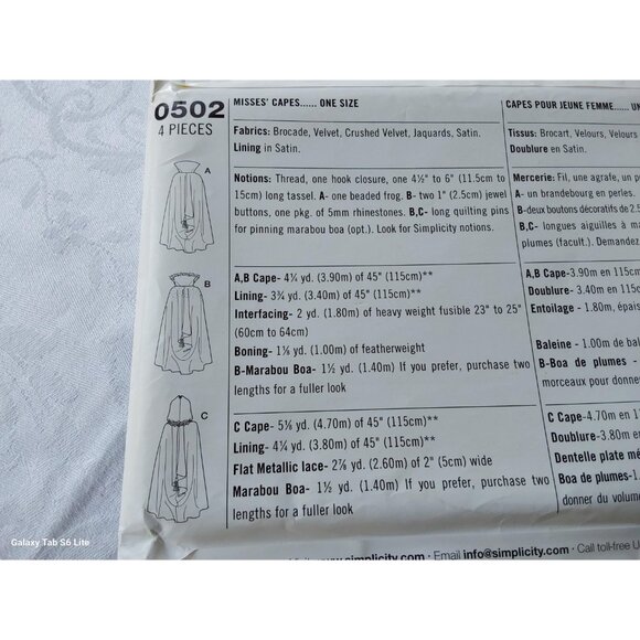 Simplicity sewing pattern cape with hood or high collar UNCUT Vintage Closet - Picture 4 of 6